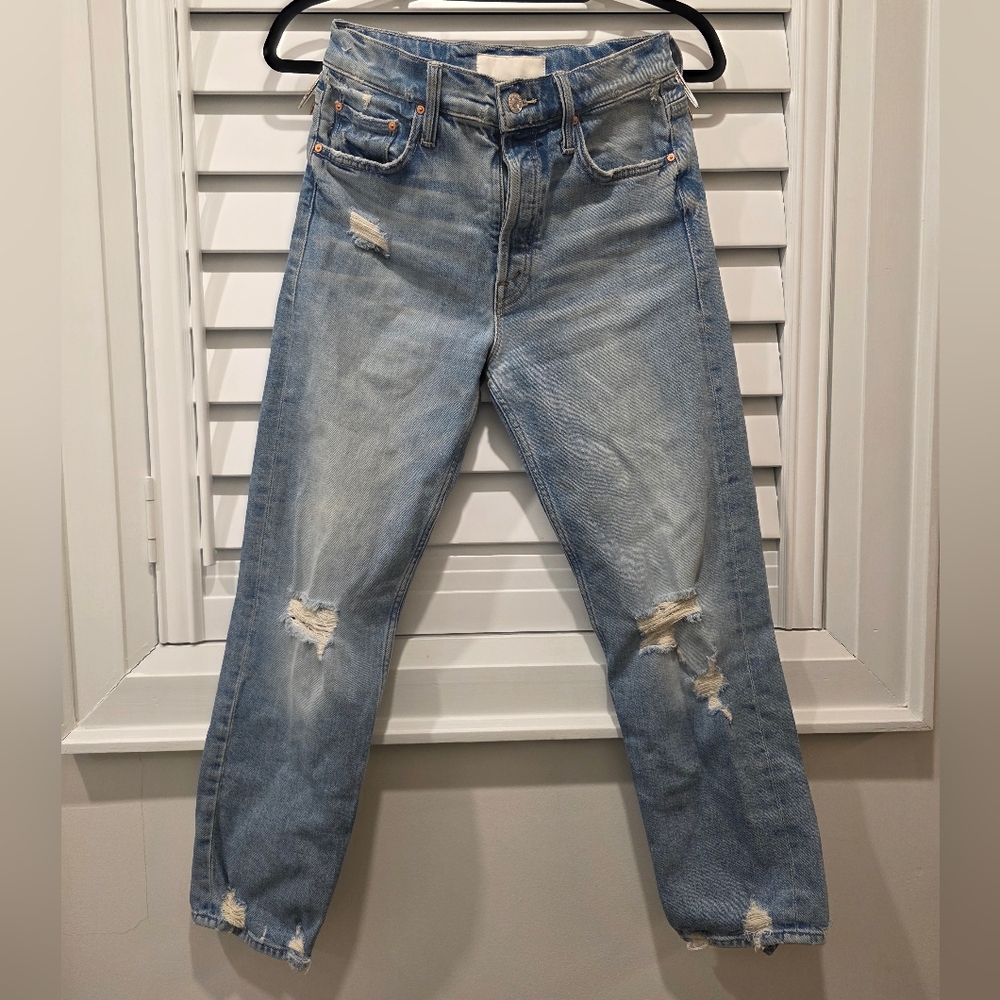 MOTHER Light Blue Distressed Jeans